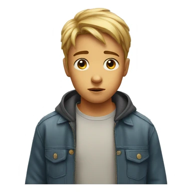 A young boy looking concerned  sticker