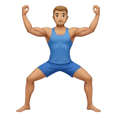 buff man blue shorts warrior-II-yoga sticker