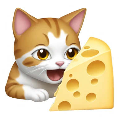 Cat eating cheese block sticker