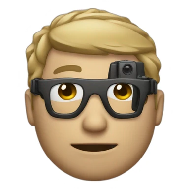 A man with camera like a face sticker