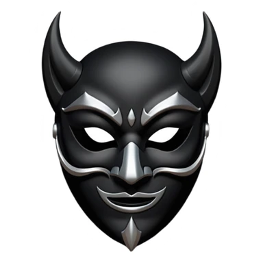 Minimal emoji, gothic mask forged from matte black leather, emotionless expression, smooth heavy surface, subtle leather texture, deep shadows, centered, bdsm slave leather mask sticker