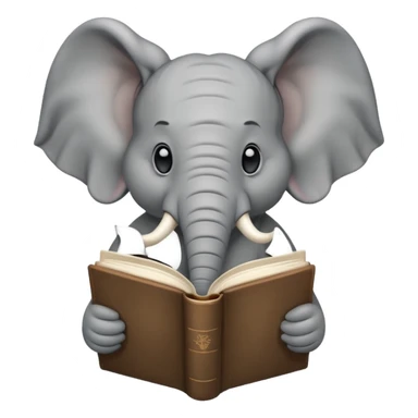 An elephant with a book sticker