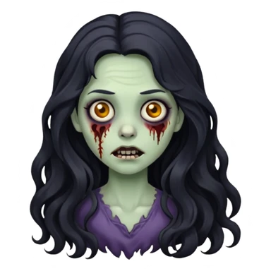 A girl zombie with long black wavy hair  sticker