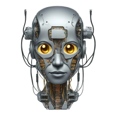errored cyborg with wires and circuits  sticker