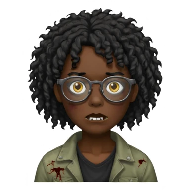 Faz uma zombie de cabelo preto cacheado e óculos de grau preto sticker