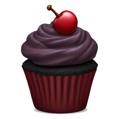 Dark red cherry cupcake with frosting on top with black cupcake case  sticker