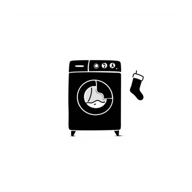 hand-drawn doodle of a washing machine, simple and playful sticker