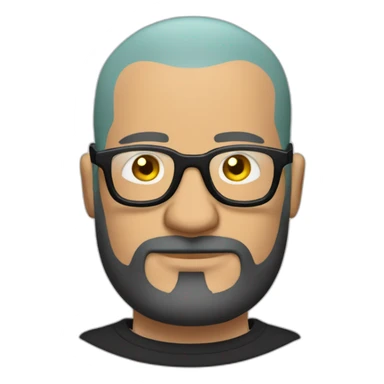 Tattooed bald man with beard and glasses, style Futurama sticker