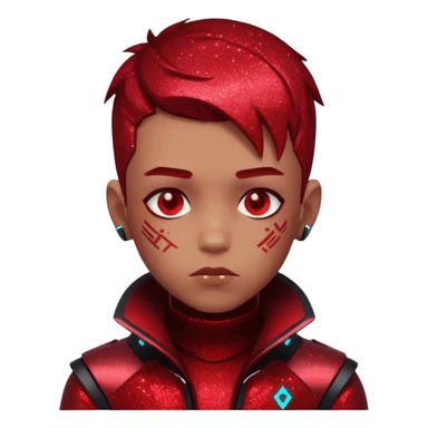 red glitter cyberpunk boy sticker