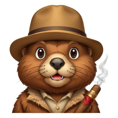 beaver head relaxed expression smoking cigar sticker