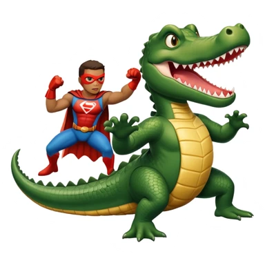 Super hero fighting aligator  sticker