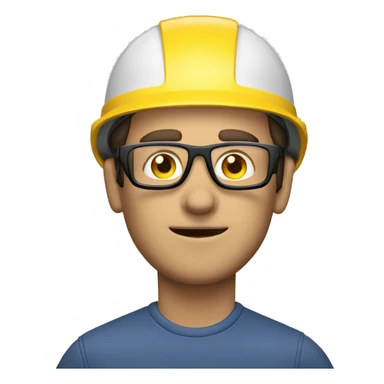 Caucasian man wearing safety helmet, glases and earplugs sticker