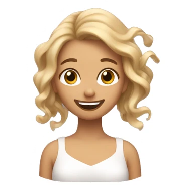 Blushing girl twirling hair sticker