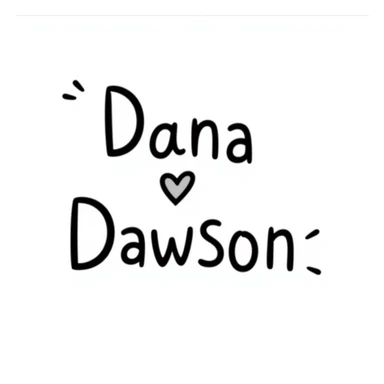 'Dana Dawson' name in a playful and informal hand-drawn doodle style sticker