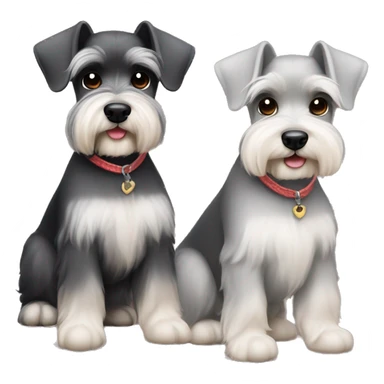 Two cute mini schnauzers and one is darker and one is lighter and fat sticker