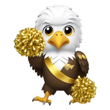 eagle holding gold cheerleading pom poms sticker