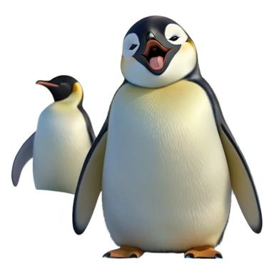 Cinematic Cute Yawning Emperor Penguin Portrait Emoji, Head tilted slightly with a dramatic, wide-open yawn, showcasing smooth, downy feathers with a striking contrast and sleepy, half-closed eyes, Simplified yet irresistibly adorable features, highly detailed, glowing with a soft, cozy polar glow, high shine, relaxed yet expressive, stylized with a touch of whimsical charm, soft glowing outline, capturing the essence of a drowsy yet affectionate arctic guardian that seems ready to stretch out and nap! sticker