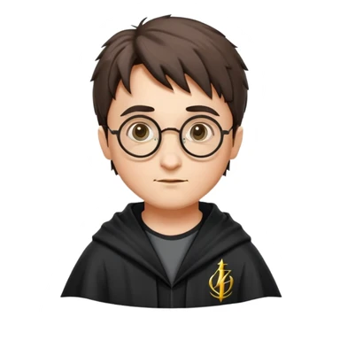 Harry Potter with round glasses, lightning scar, and wizard robes sticker