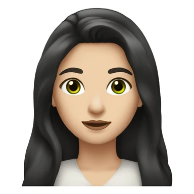 a white woman with long blakc hair, and green brown eyes  sticker
