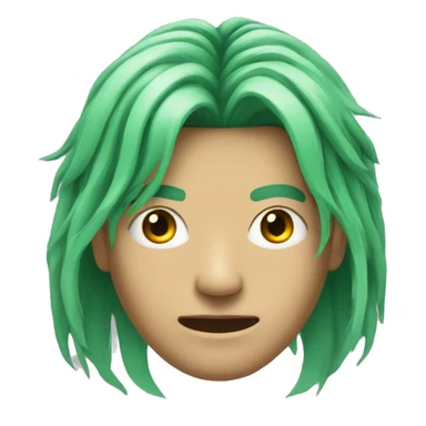 Head of Asian male cyborg with long green hair sticker