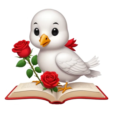 White Bird reading books + flower sticker