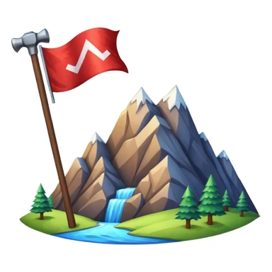 Flag depicting a mountain and a hammer sticker
