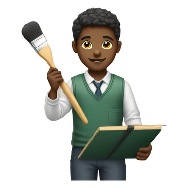 schoolboy holds brush and palette sticker