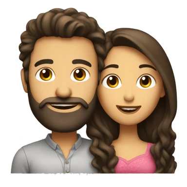 Brunette man with beard kissing brunette woman with long hair sticker