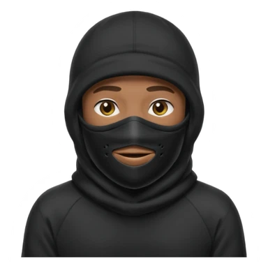 Crie um homem de blusa preta e capuz preto, balaclava preta, boné preto sticker