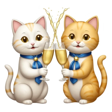 2 happy cats drinking champagne sticker