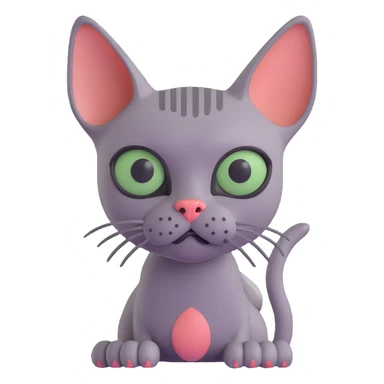 gray hairless cat with black nose looking with disgust sticker