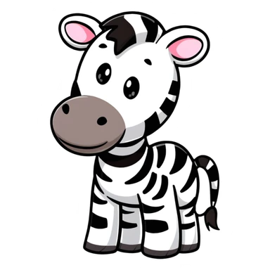 A full-body zebra standing and facing forward with a happy expression sticker