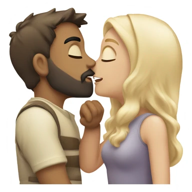 Romantic kiss of a girl (blonde) and a guy (fair skin, dark hair with beard) sticker