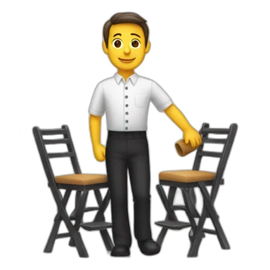 Waiter carrying a column of chairs sticker