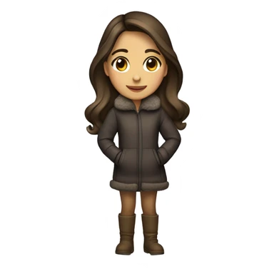 winter christmas coat, hispanic, long brown hair, girl, brown eyes, fair skin  sticker
