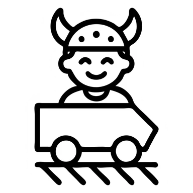 Icone un viking enfant qui sourie et qui est dans un roller coaster  sticker