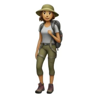 hiking woman sticker