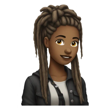 Jeune Femme Dreadlocks noir et détachées  sticker