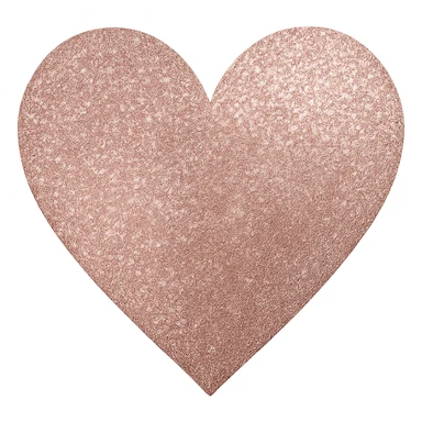 Edit the glittery gold color heart to a glittery rose gold color heart with a subtle gradient and no border. Keep the background transparent. Maintain the glittery texture and subtle gradient effect in rose gold tones sticker