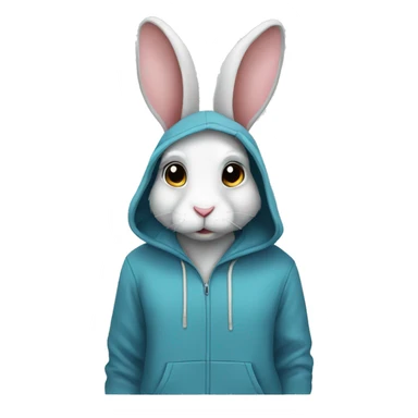 Rabbit wearing hoodie sticker