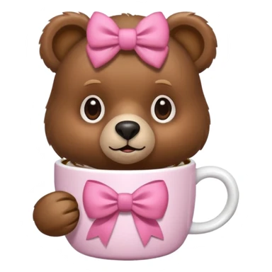 Bear with pink bow and cofee  sticker