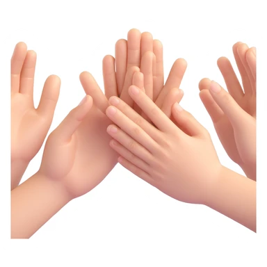 Realistic hands clapping, joyful celebration, focus on hands, motion blur, bright background sticker