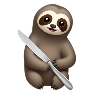 Sloth holding a knife and a fork sticker