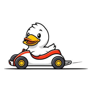 cartoon duck driving a race car sticker