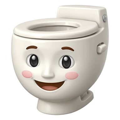 Cartoon toilet with human face emerging from bowl sticker