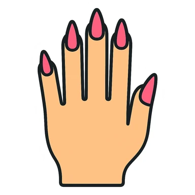 hand with 5 fingers, pink gothic nails sticker