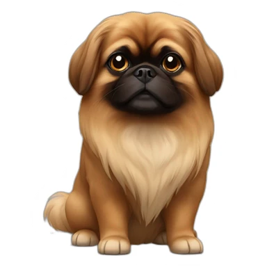 brown pekingese sticker