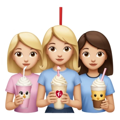 girl with blonde hair, girl with brown hair, girl with dark brown hair at Chick-fil-A  sticker