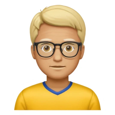 a glasses man with yellow jersey sticker