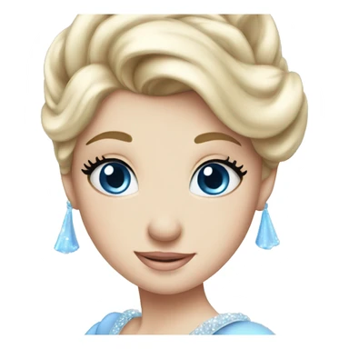 Cinderella with blue eyes and long eyelashes. Her cinderella dress is sparkling sticker